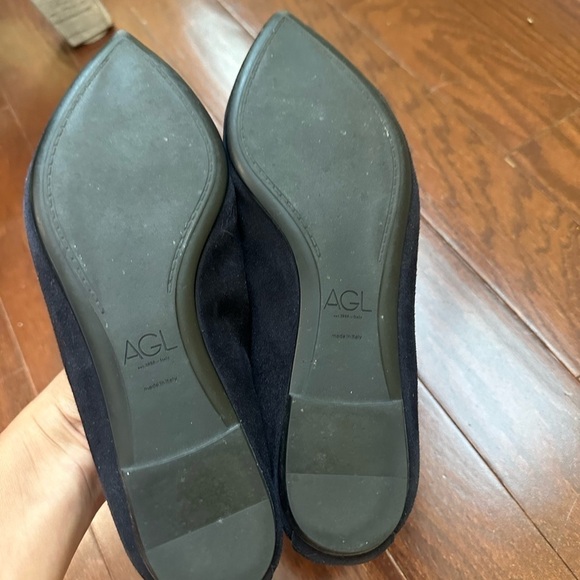 Agl Attilio Giusti Leombruni gold Studded Moc Loafers Flats Pointy Toe black 6.5 - Picture 7 of 10